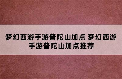 梦幻西游手游普陀山加点 梦幻西游手游普陀山加点推荐